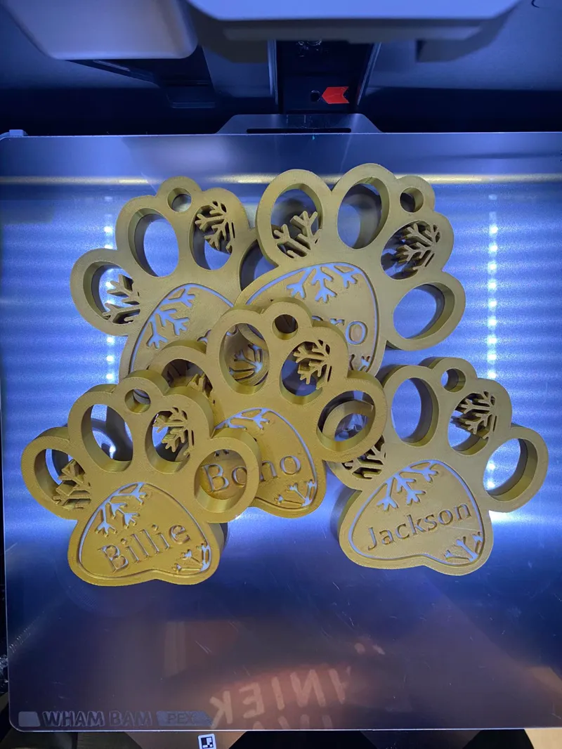 Christmas ornament: Custom Pet name Dog Paw