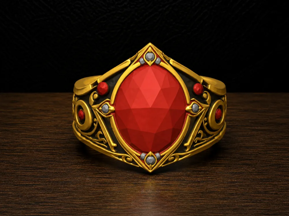 Modelo para impresión 3D: LORD OF THE RINGS SRTARN RING OF PASSION. Referencia del modelo original.