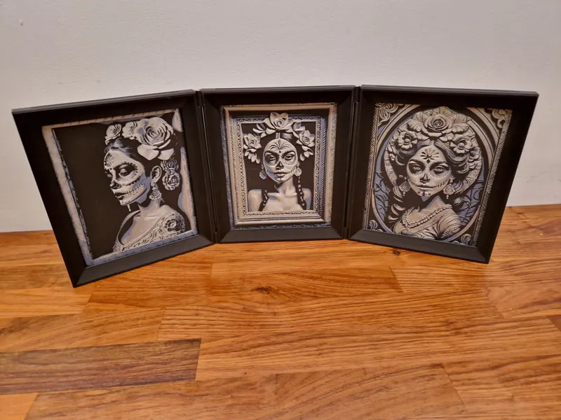 Triptych frame for 3 Muerta Frames Halloween Day of the Dead