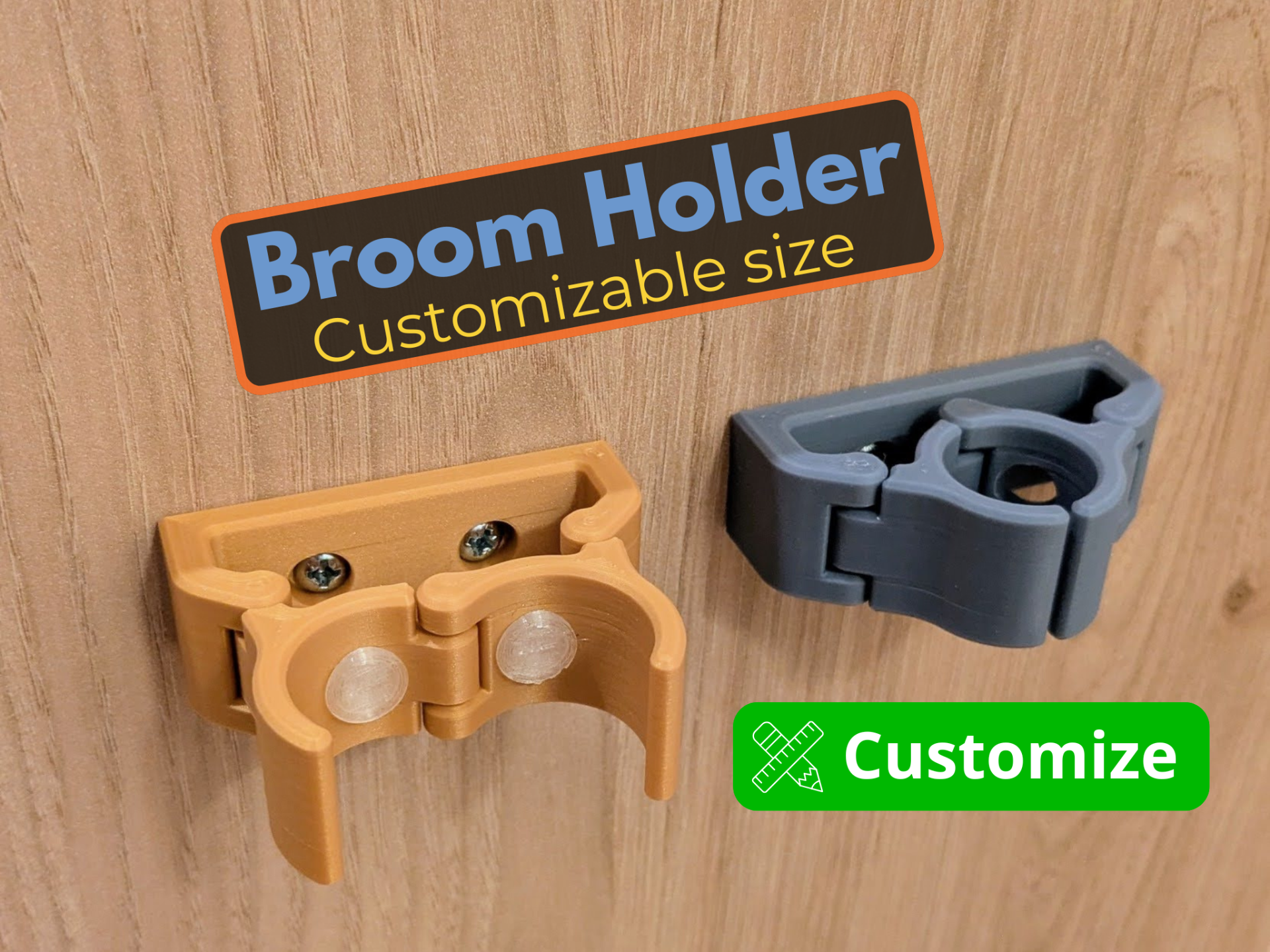 Broom Holder - Customizable size 3D model