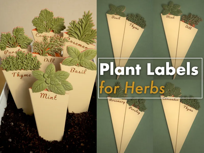 7-Piece Herb Garden Plant Labels w/ 3D Leaf Relief