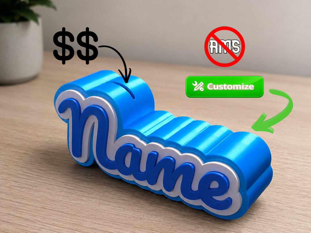 Cofrinho com Nome Personalizável em 3D 3D model