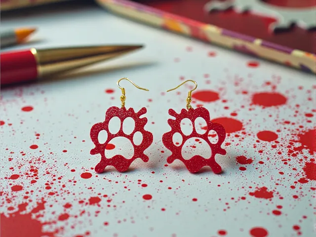 Painted paw puddle earrings