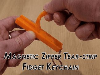 Magnetic zipper tear-strip fidget keychain