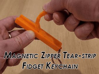 Magnetic zipper tear-strip fidget keychain