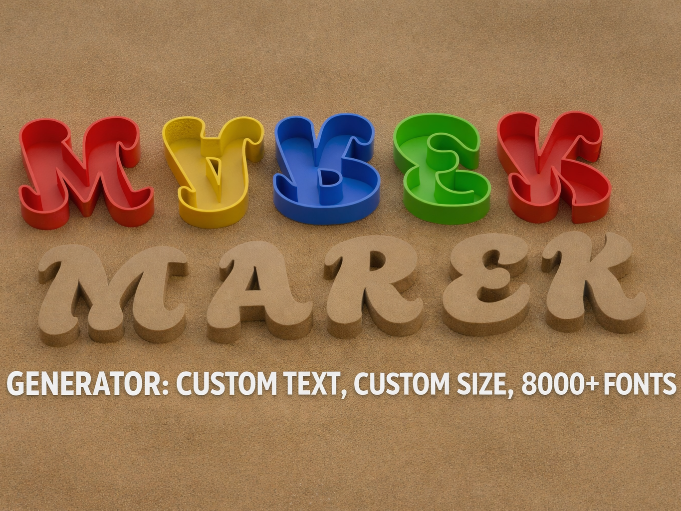Parametric Letter Generator: Molds, Cutter & Decor