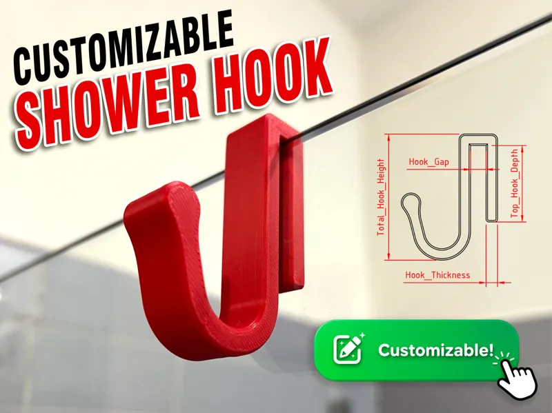 Customizable Shower Hook (f3d included)