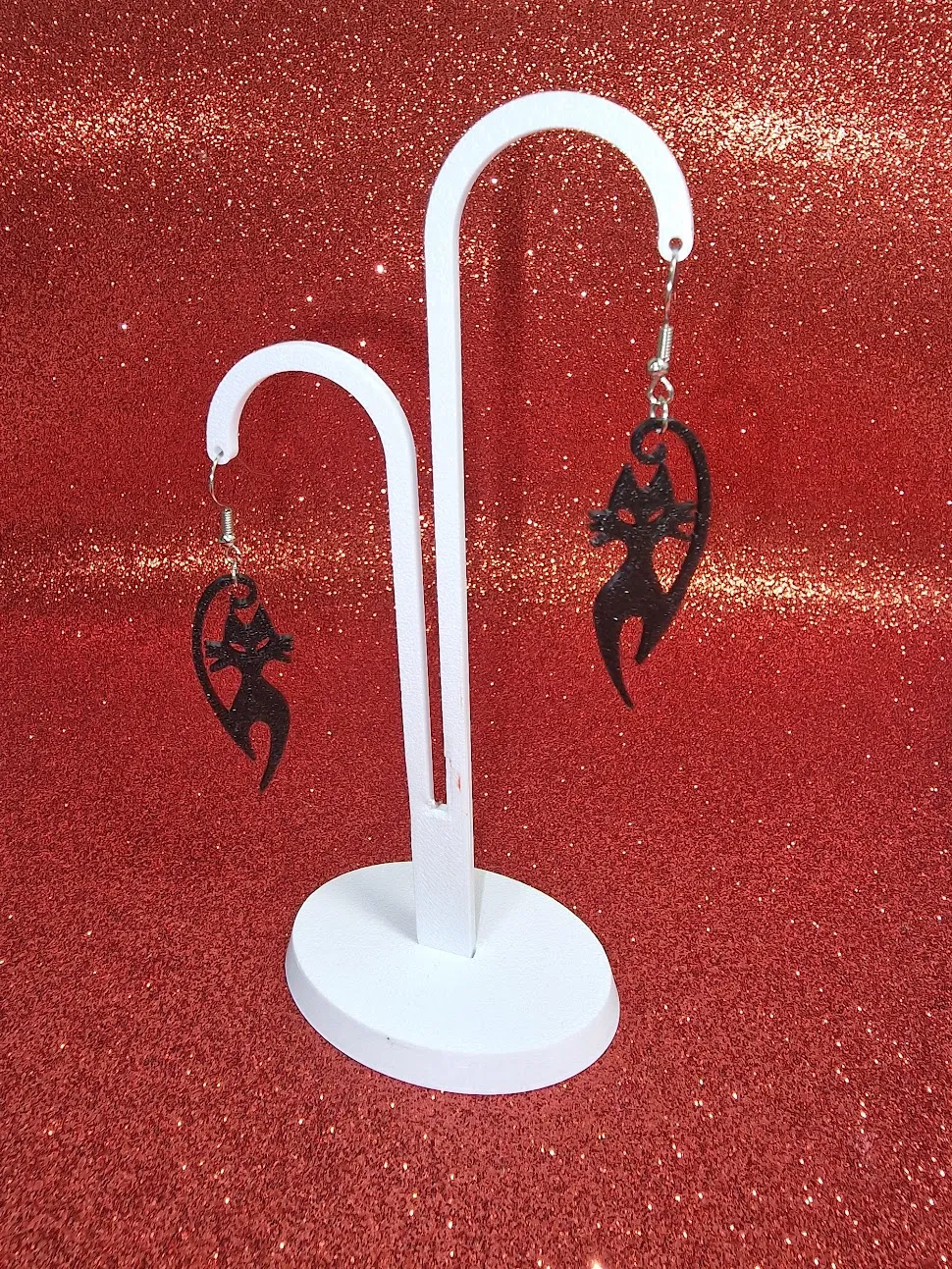 Black cat earrings view 3