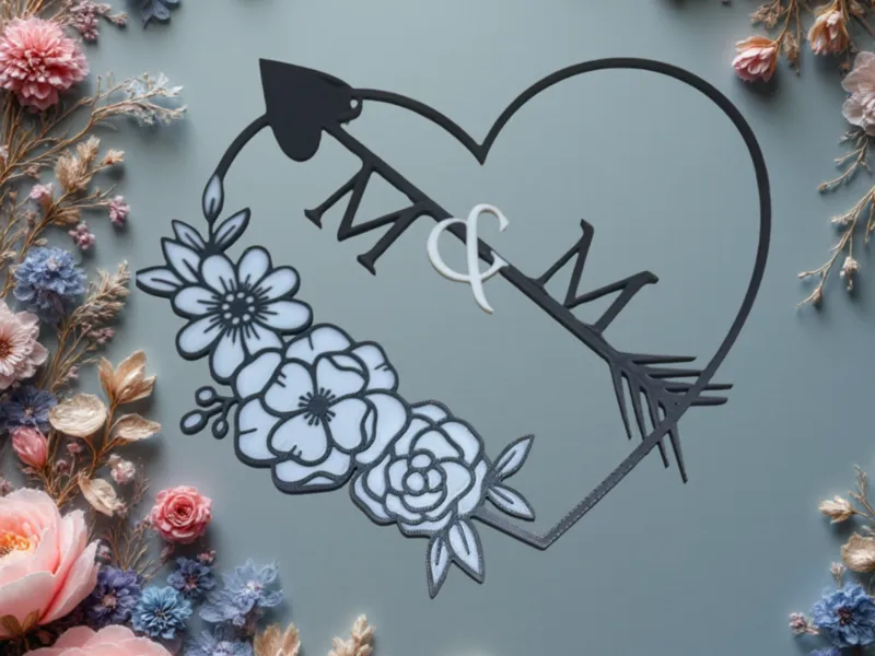 Valentines Heart Arrow Wall Art – Custom Initials