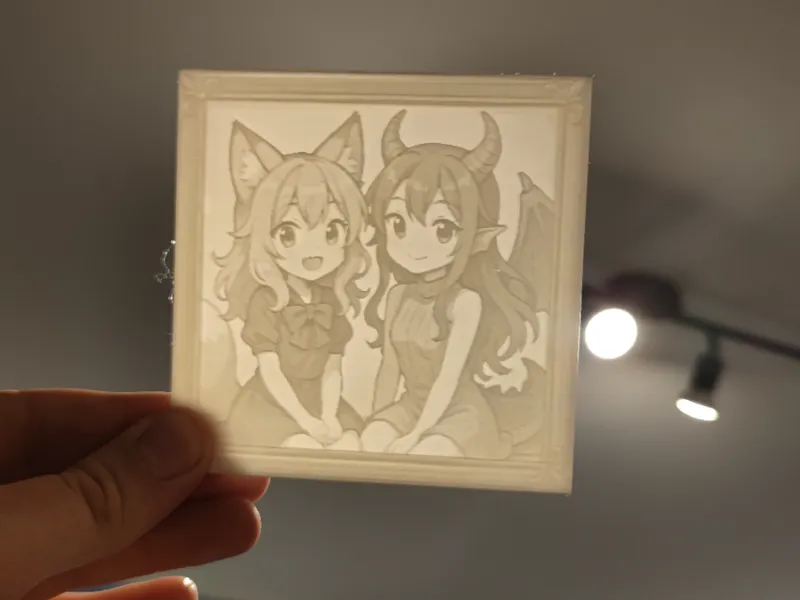 Cute Fox & Dragon Girl AI Lithophane