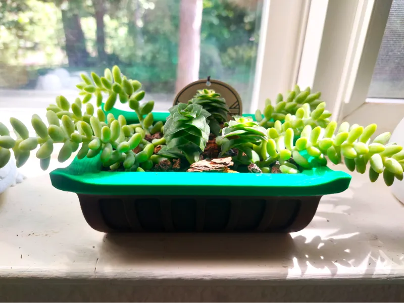 Elegant Ribbed Rectangular Planter Bowl