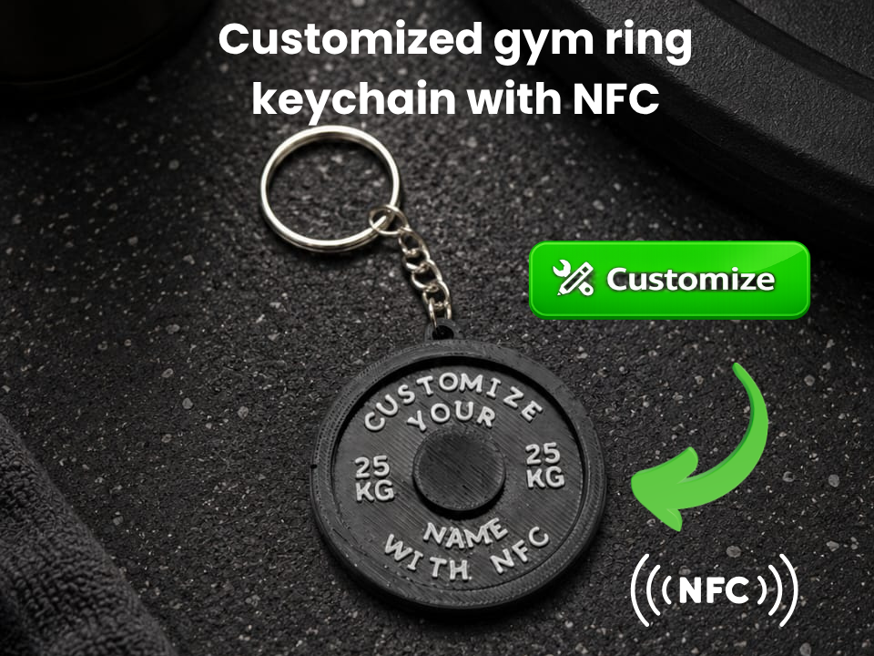 Customized gym ring keychain with NFC
