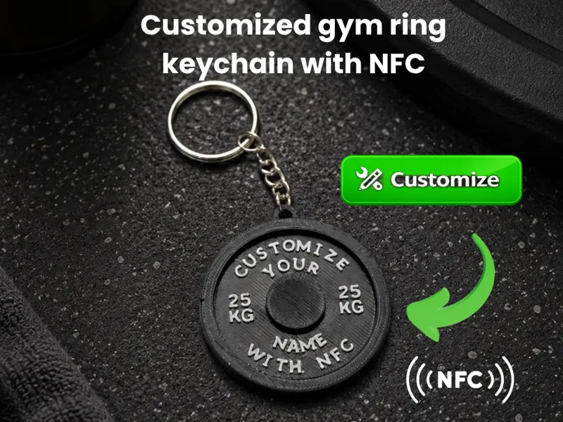 Customized gym ring keychain with NFC