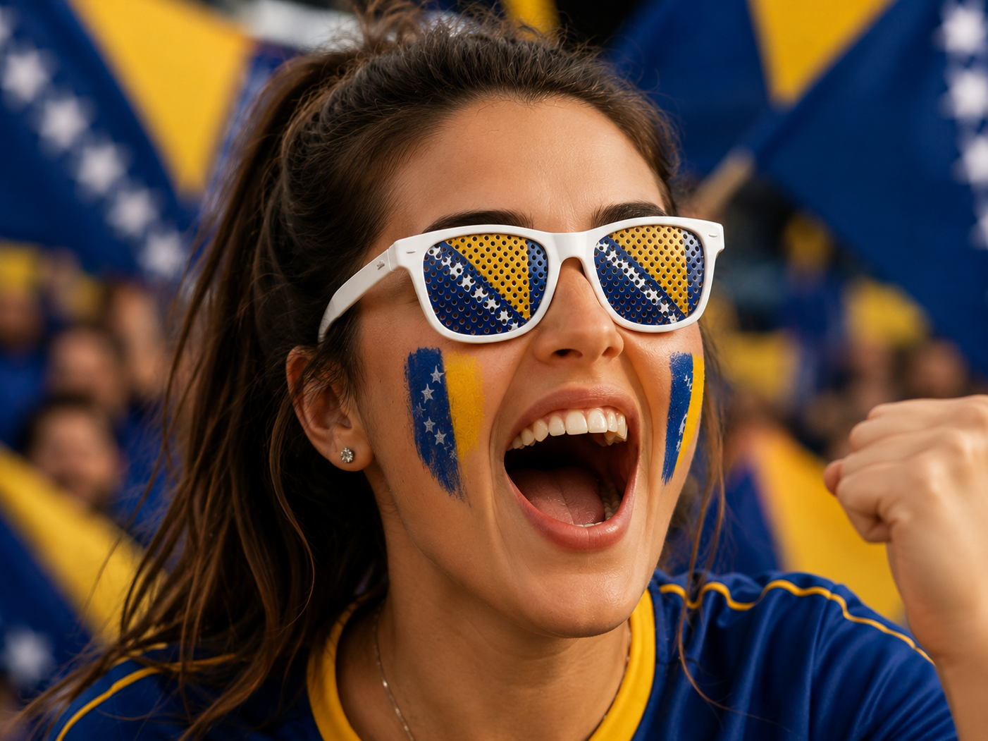 Bosnia and Herzegovina 3D Flag Fan Glasses Party