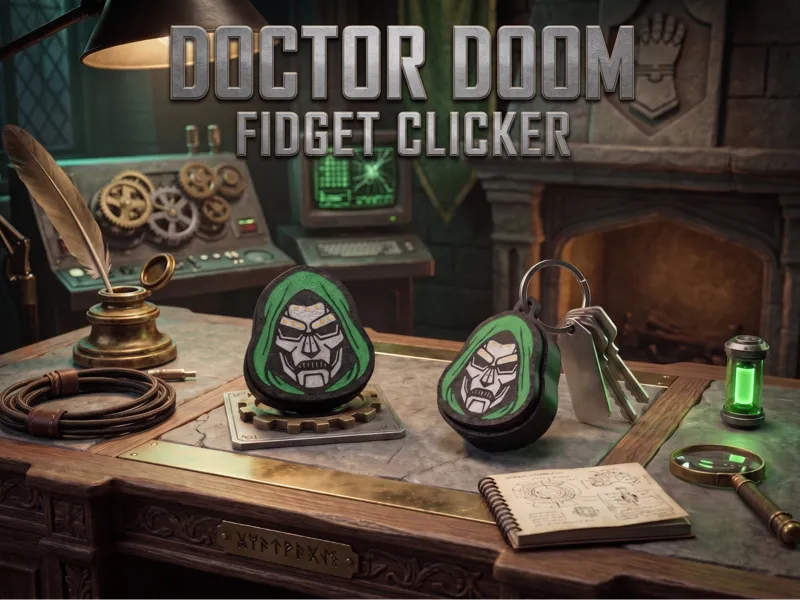 Doctor Doom Fidget Clicker + Keychain Base