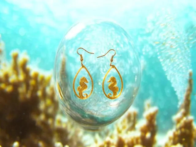 Seahorse drop earrings