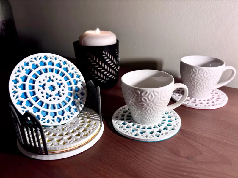 Stained Glass Cathedral Coasters Set