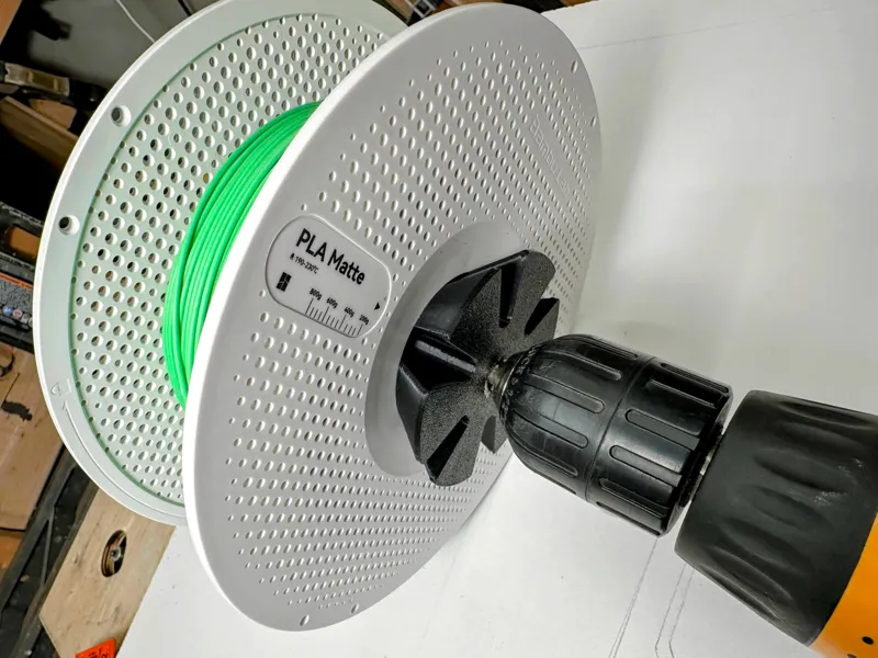 Multi-Diameter Filament Spool Drill Rewinder 1/4-20 Bolt - one piece remix