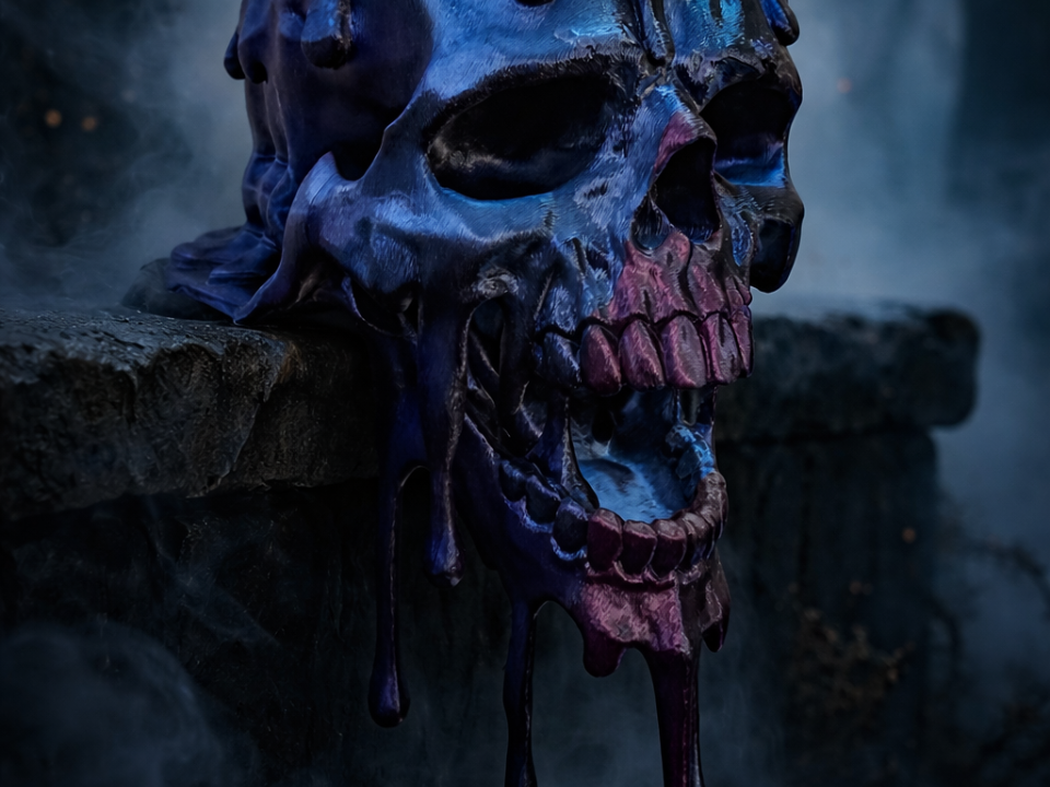 Melting skull shelf sitter