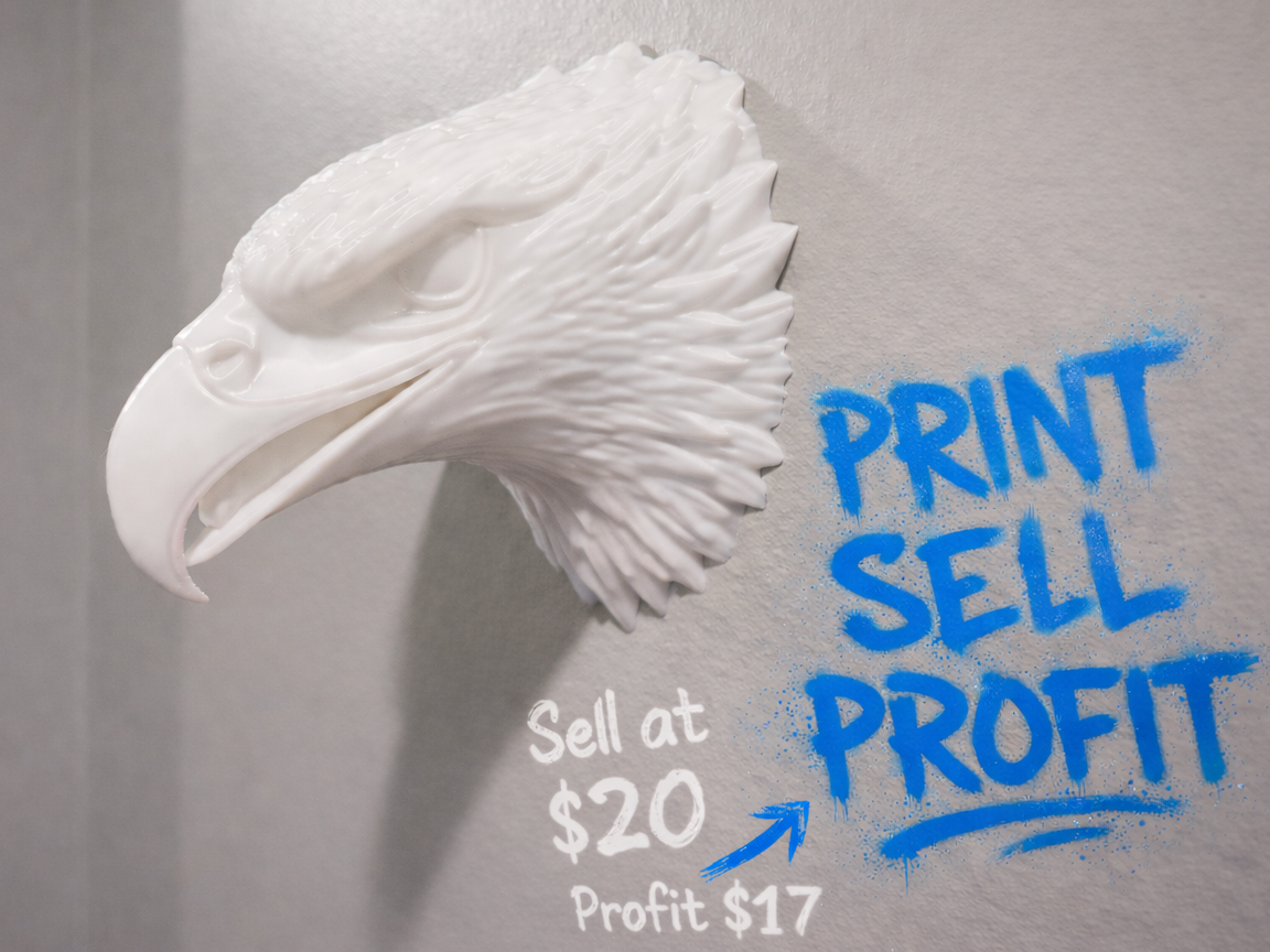Miniatura 1 do modelo 3D Eagle Head Wall Mount 3 Sizes