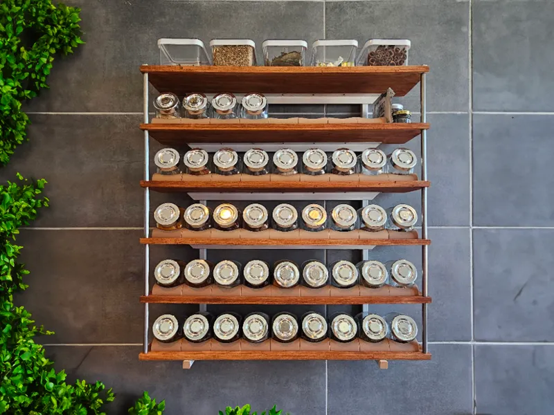 Modular Spice Shelf: Wood, Metal, and 3D Printing