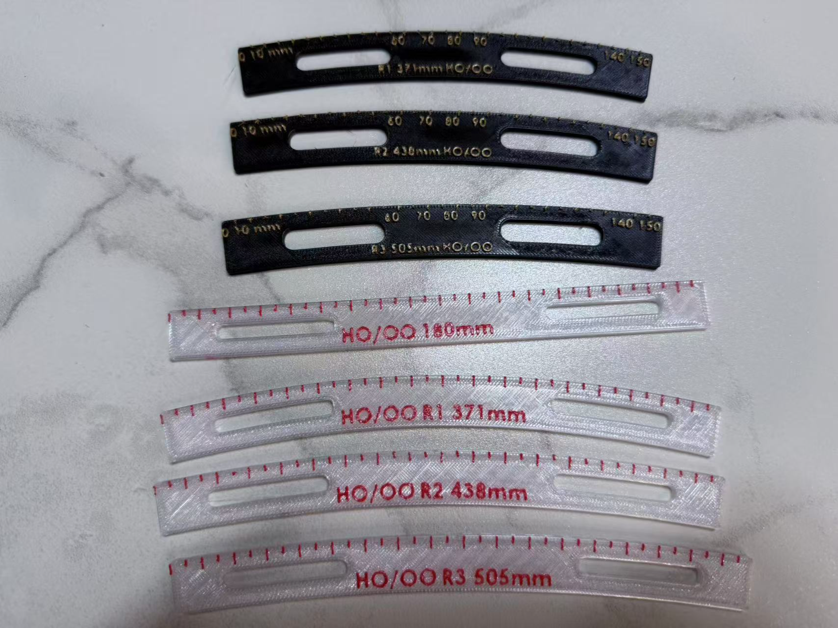 火车模型轨道尺 HO OO Track Ruler 180mm R1 to R3 SET 刻度尺
