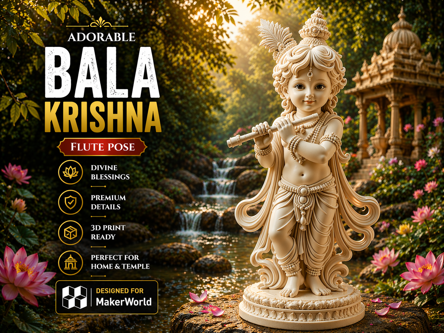 “Bala Krishna Flute Pose | 3D Print