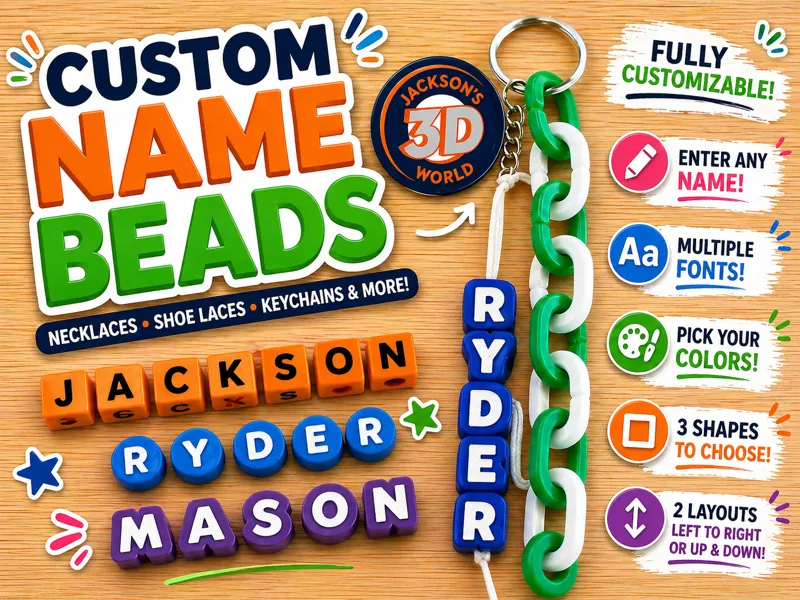 Custom Beaded Name Bag Charm