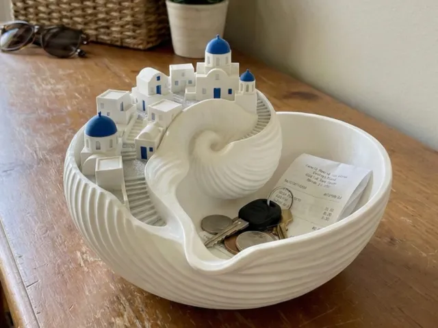 Santorini Catchall Coastal Seashell Key Bowl