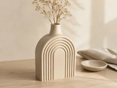 Ribbed Serene Arch Vase