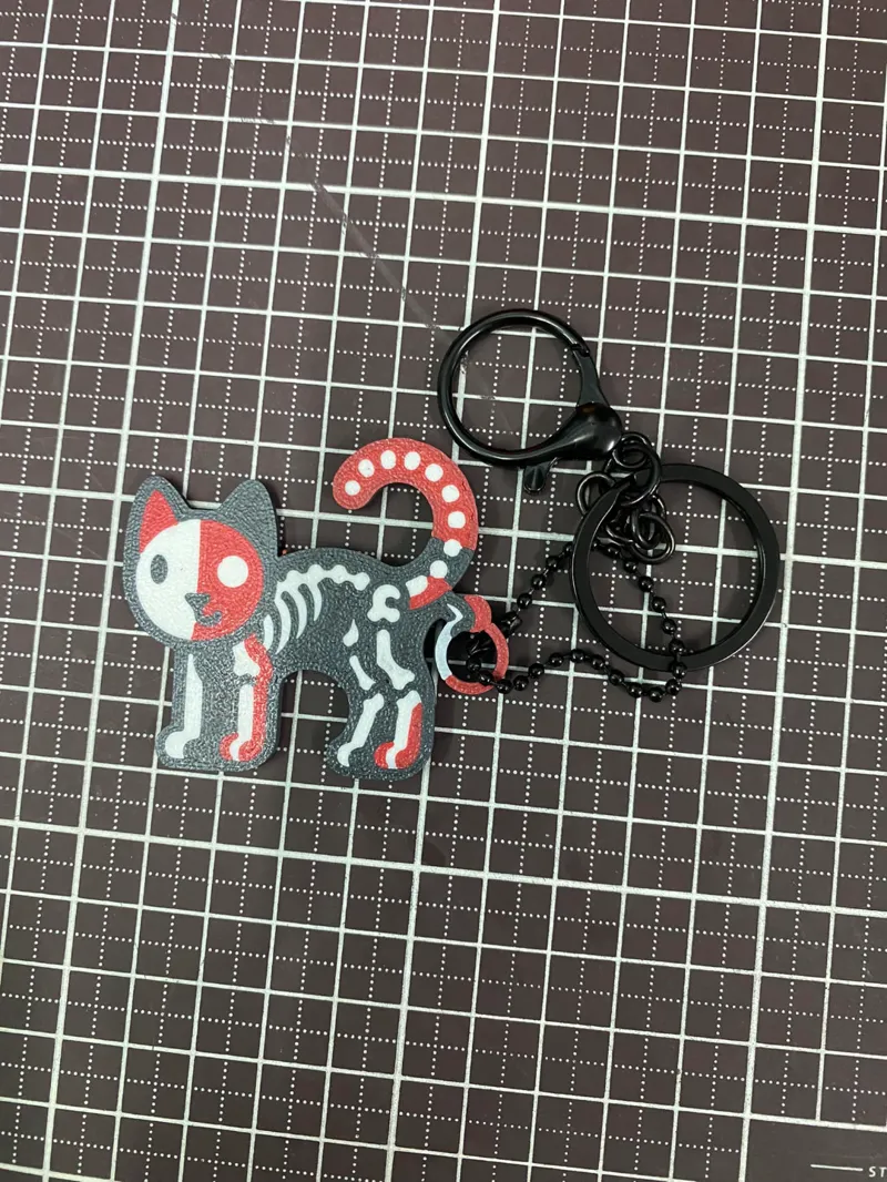 #13 Cute Red Skeleton Cat Key Chain
