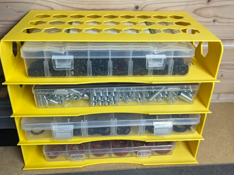 Regal für Sortierboxen 