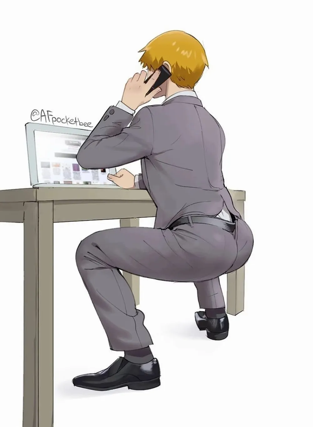 Reigen - Squat business mode_Mob psycho - Free 3D Print Model - MakerWorld