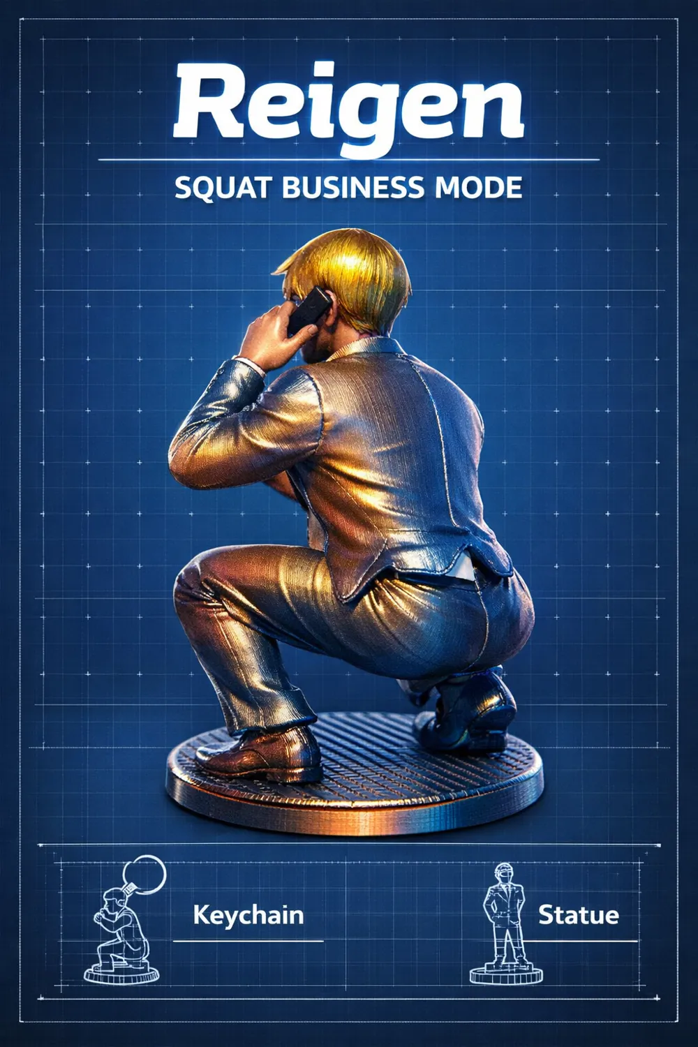 Reigen - Squat business mode_Mob psycho - Free 3D Print Model - MakerWorld