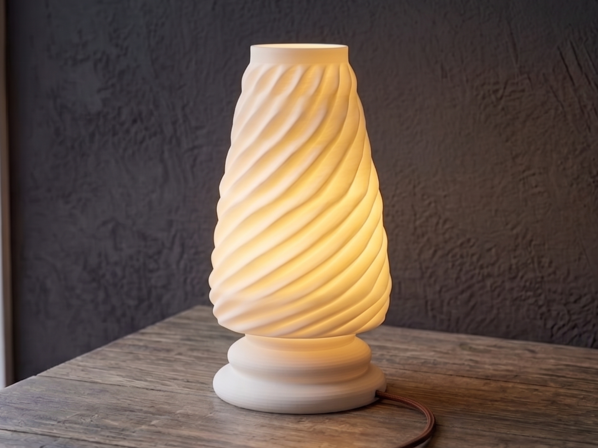 Modern Spiral LED Table Lamp – Twisted Vase Style