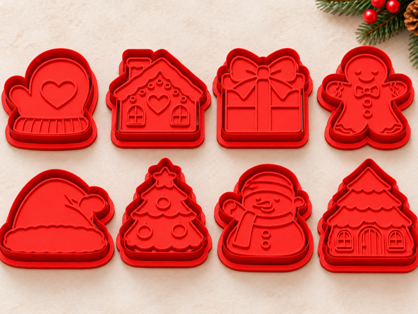 8 Classic Christmas Cookie Cutters & Stamps - 1
