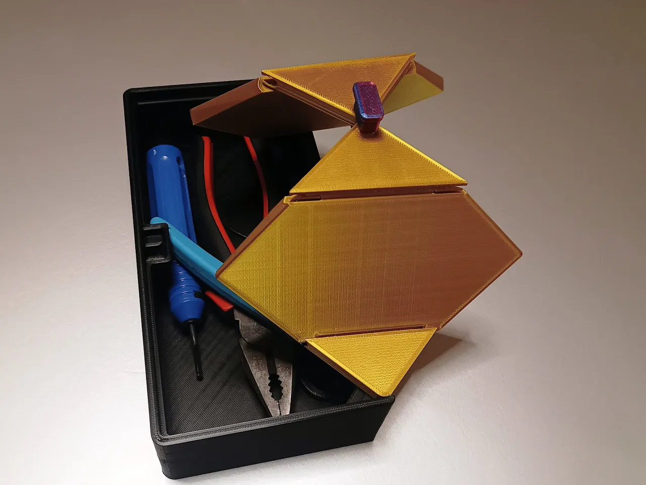 Storage Box with origami folding lids. view 3
