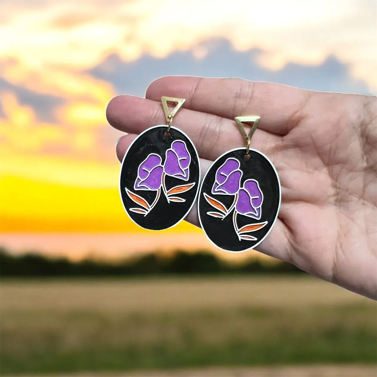 Pendientes flores view 2
