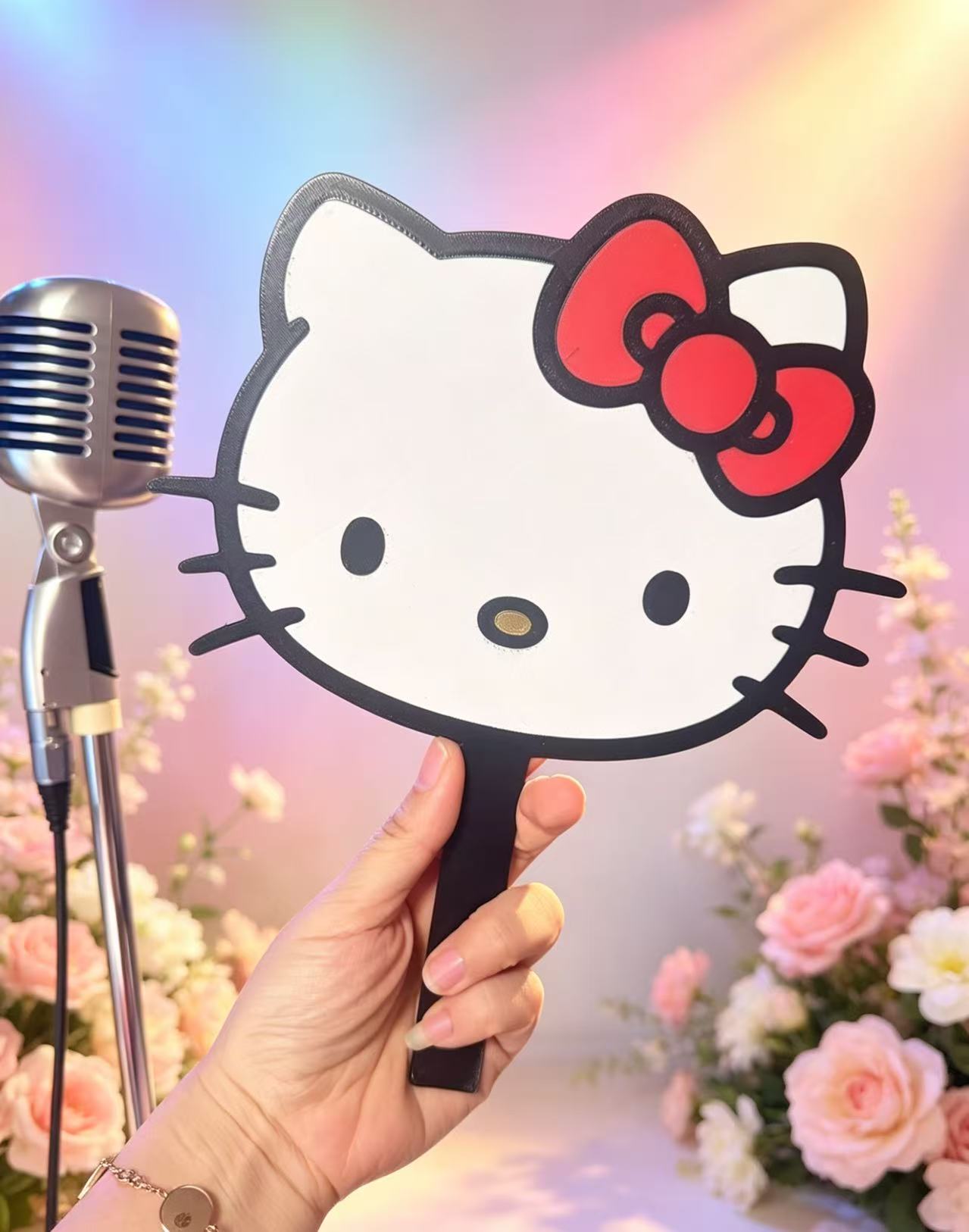 Miniatura 3 do modelo 3D 【仿欧根纱】夏日神器 可爱hello kitty猫凉扇 凯蒂猫扇子 卡通扇子透明 儿童玩具 降温