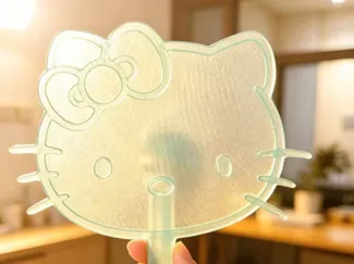 【仿欧根纱】夏日神器 可爱hello kitty猫凉扇 凯蒂猫扇子 卡通扇子透明 儿童玩具 降温