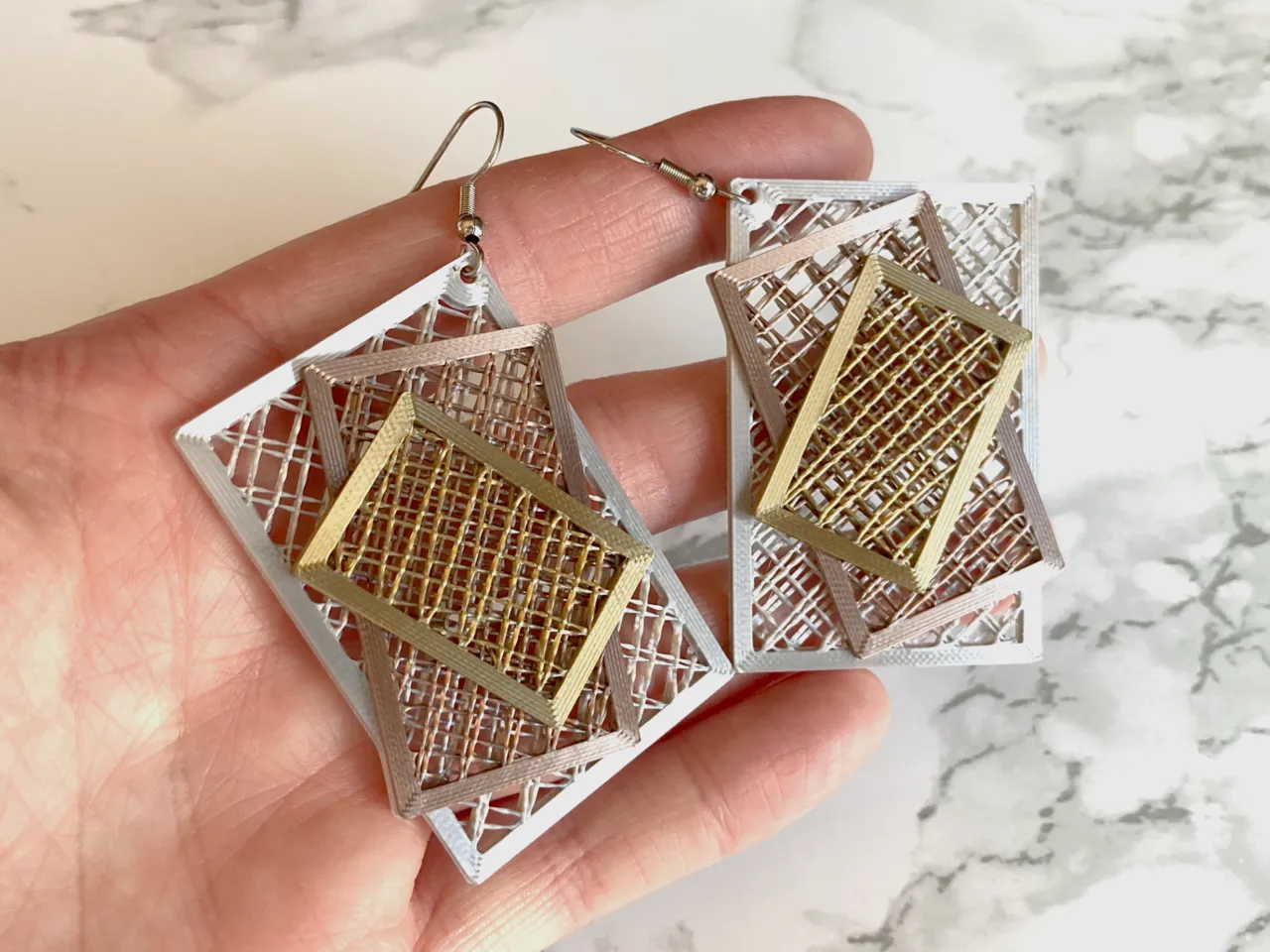 Infill Stacked Rectangle Earrings view 3