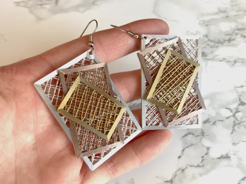 Infill Stacked Rectangle Earrings view 3