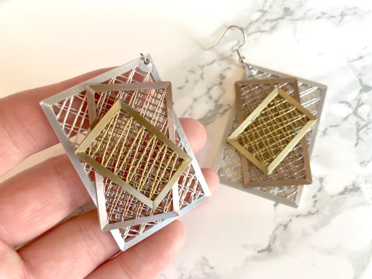 Infill Stacked Rectangle Earrings view 2