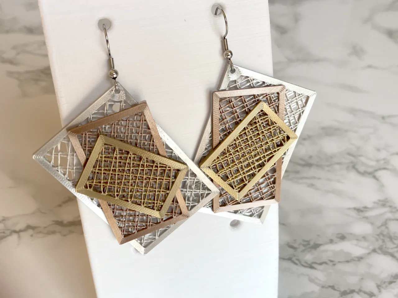 Infill Stacked Rectangle Earrings view 4