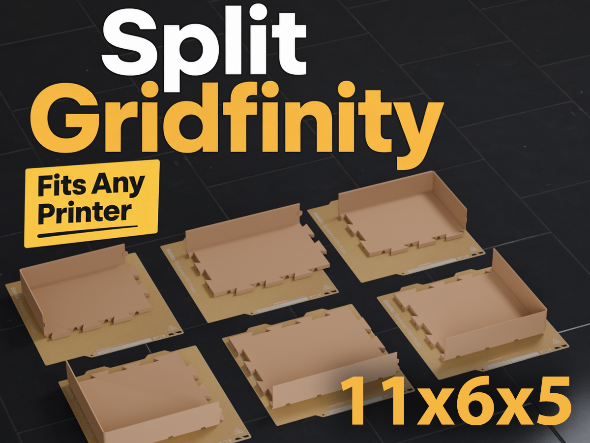 Gridfinity 11x6 Bin 5U A1 Mini Dovetail Split Fit
