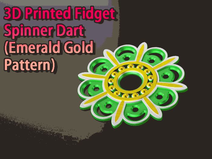 3D Printed Fidget Spinner Dart (Gold Pattern)