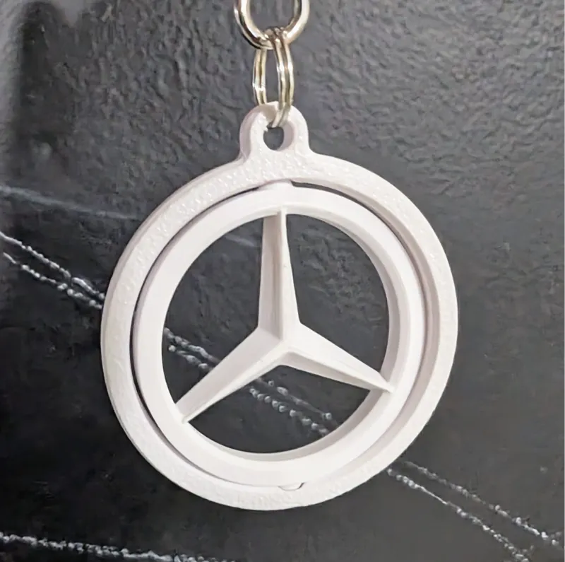 Spinning Mercedes Logo Keychain