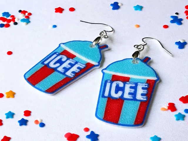 ICEE Earrings and Keychain