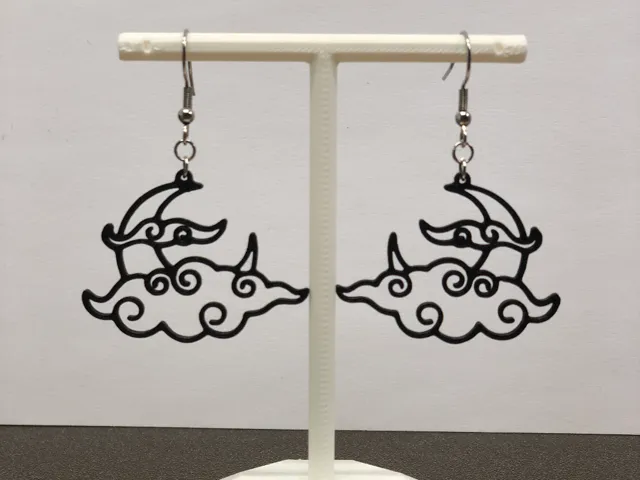 Moon and clouds earrings no AMS, 0.4 mm nozzle