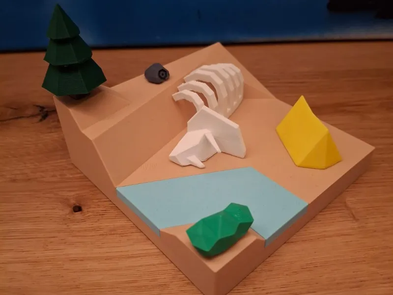 Low poly dino dig site